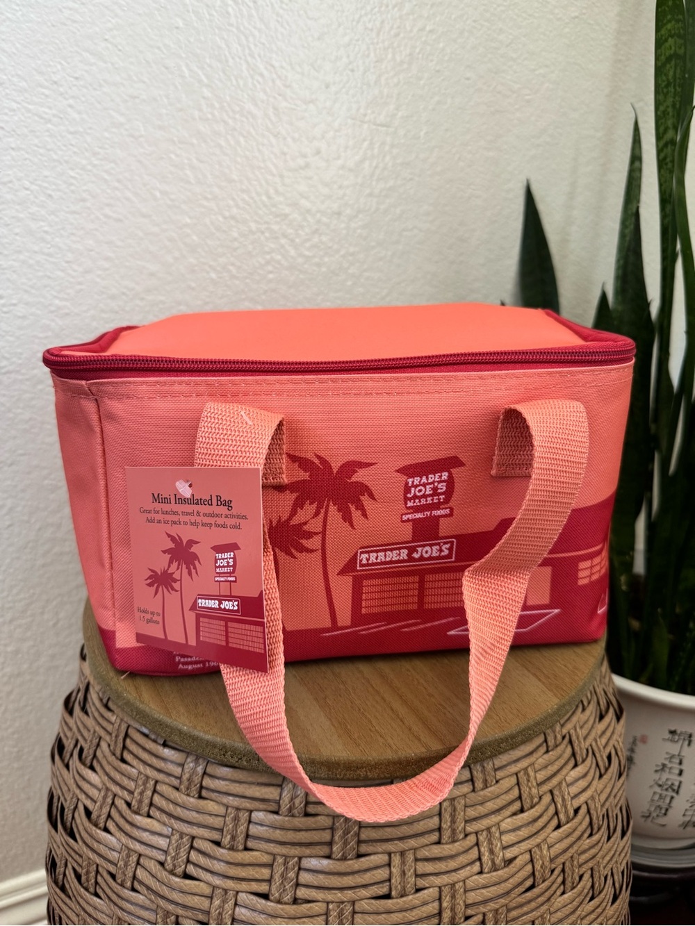 Trader Joe's Coral Pink Mini Insulated Lunch Bag